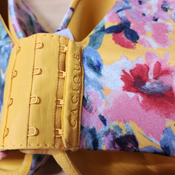 Cacique Full Coverage Underwire Back Smoother Yellow Floral Bra 46C - Picture 4 of 12